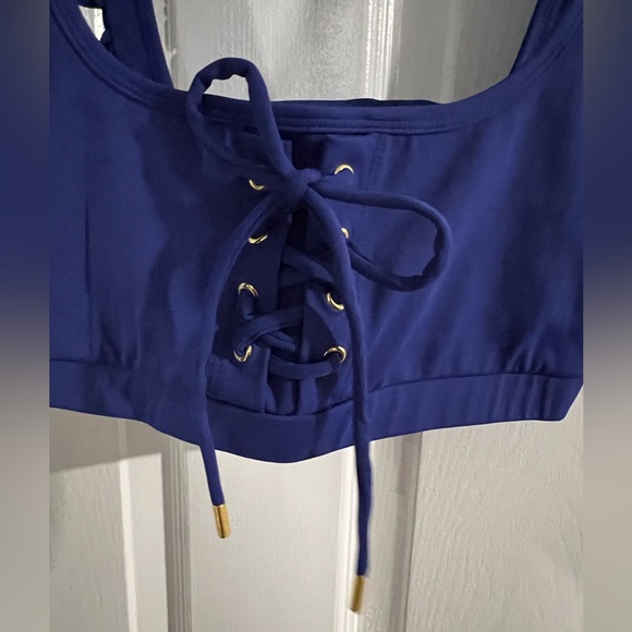Gorgeous Blue CELESTINE Lace-Up Ruffle Sports Bra Size M crop lace up EUC - Picture 6 of 7